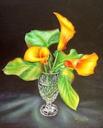 Flaming Calla Lilies & Crystal