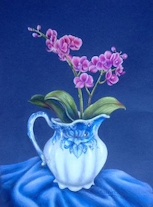 Orchids & Antique Pitcher